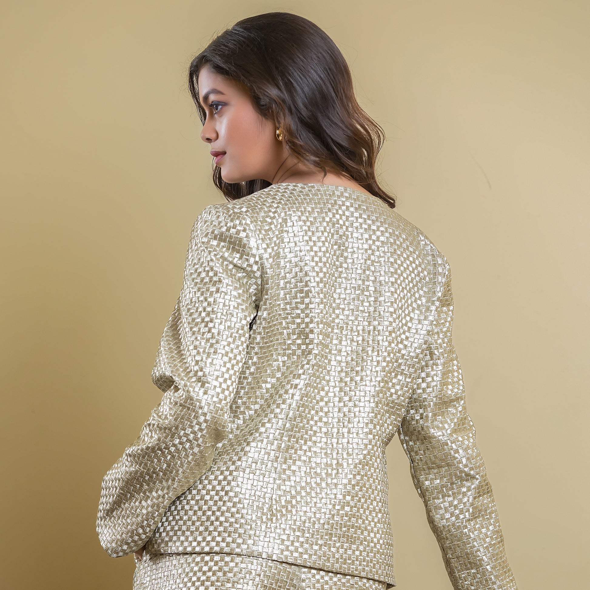 Silver Checkered Bow Top