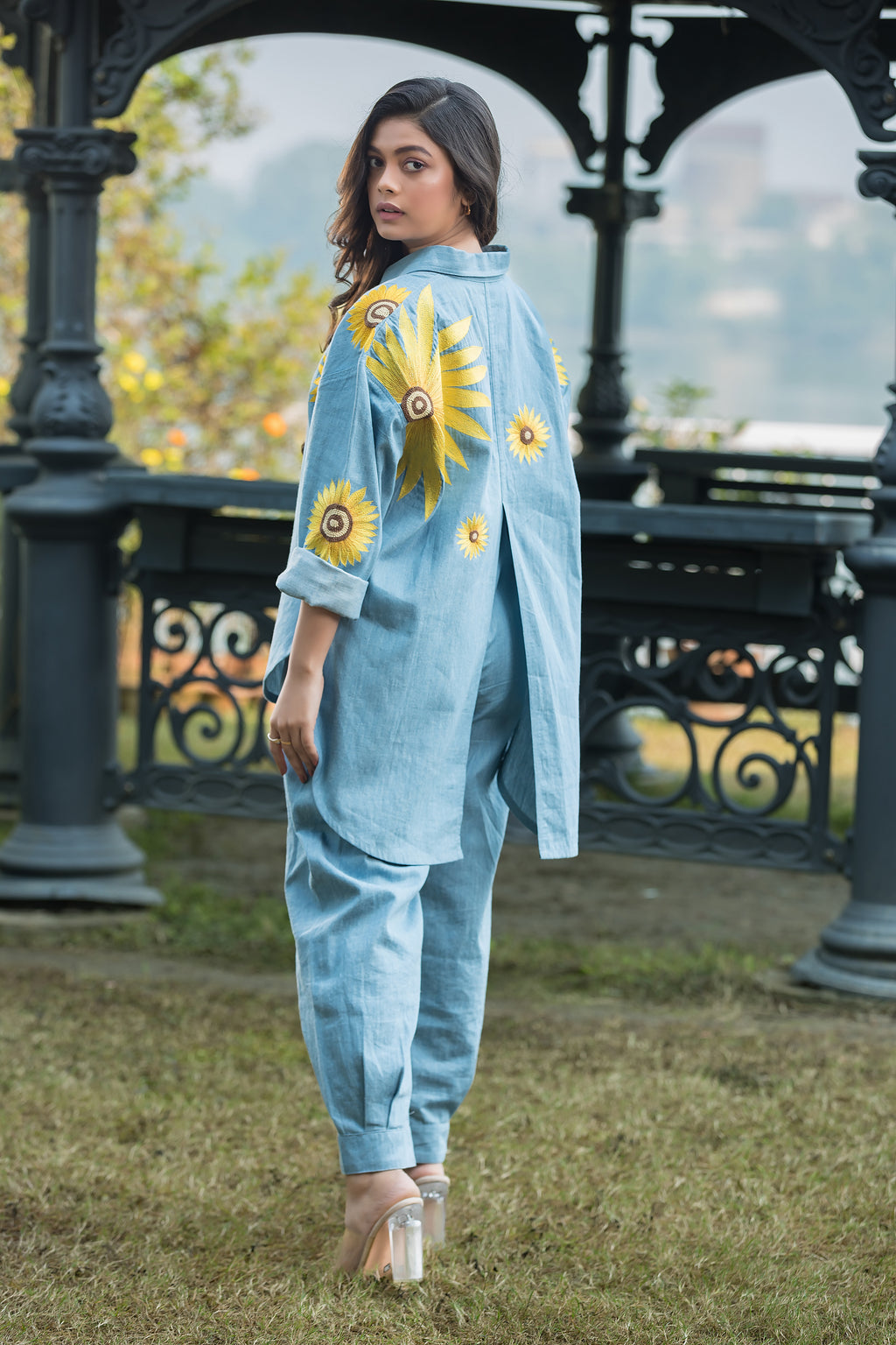 Sunflower Embroidered Denim Co-Ord Set