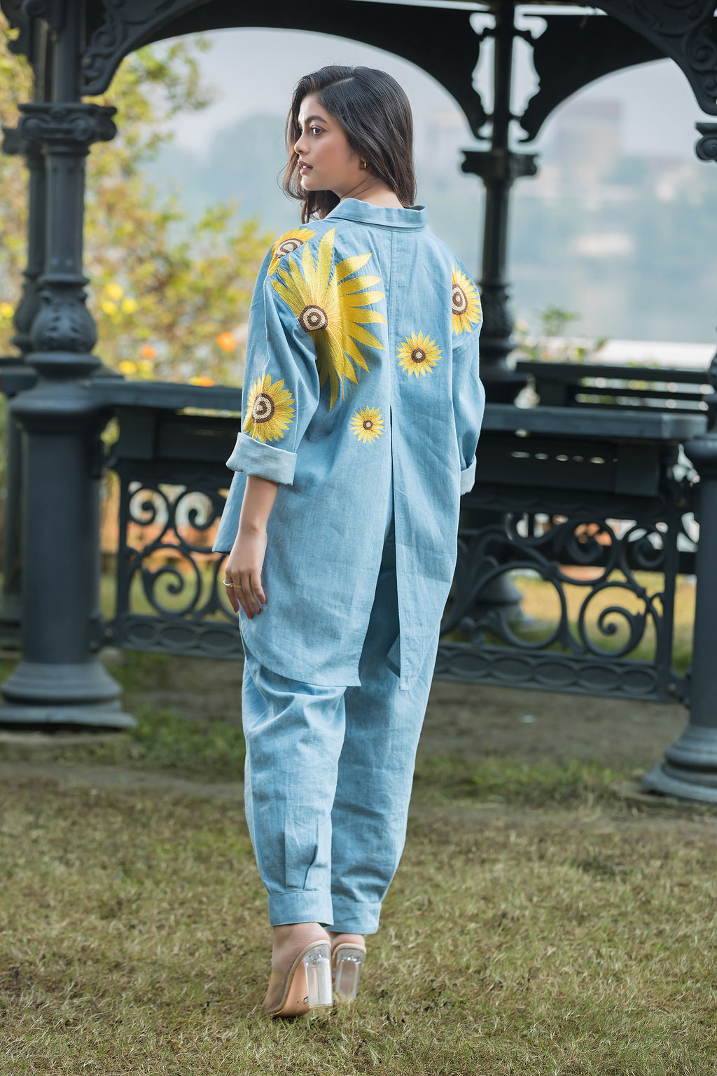 Sunflower Embroidered Denim Co-Ord Set