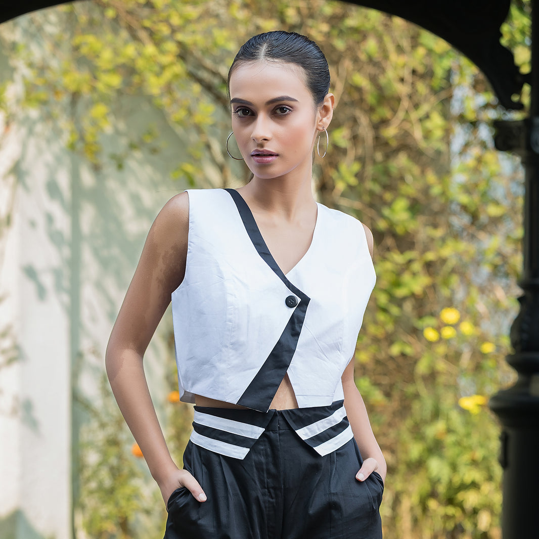 Black & White Waistcoat Top