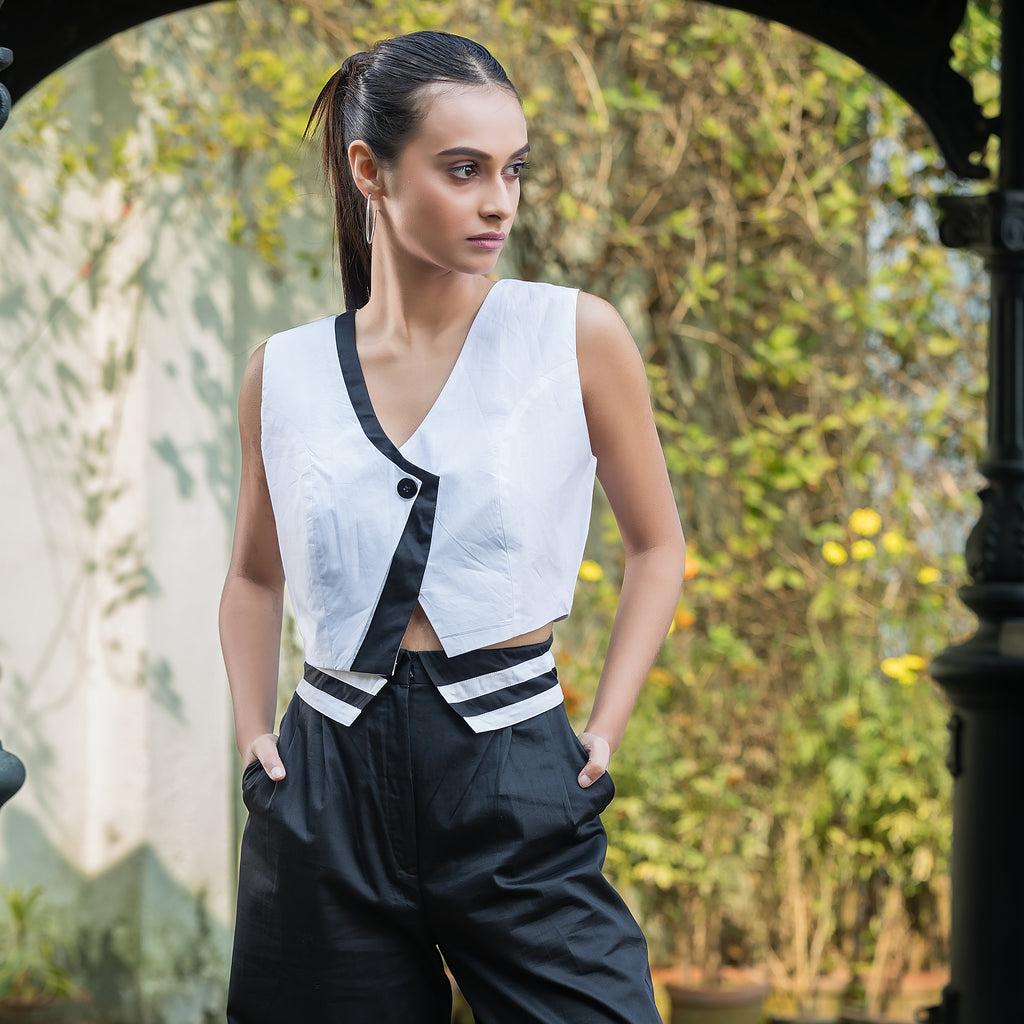 Black & White Waistcoat Top