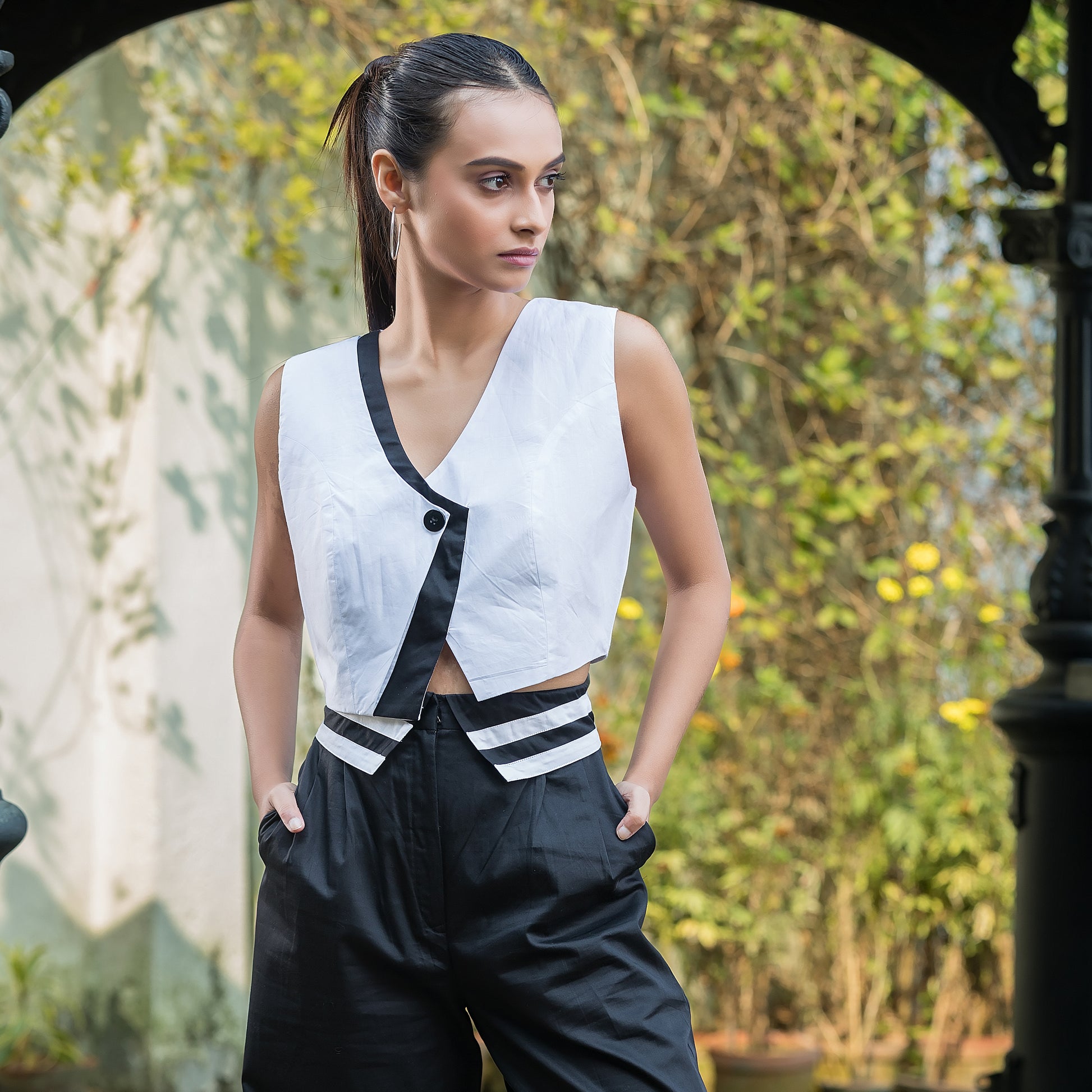 Black & White Waistcoat Top