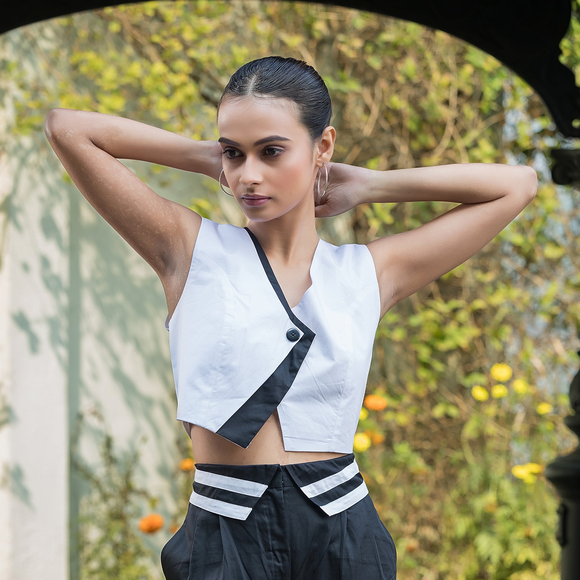 Black & White Waistcoat Top