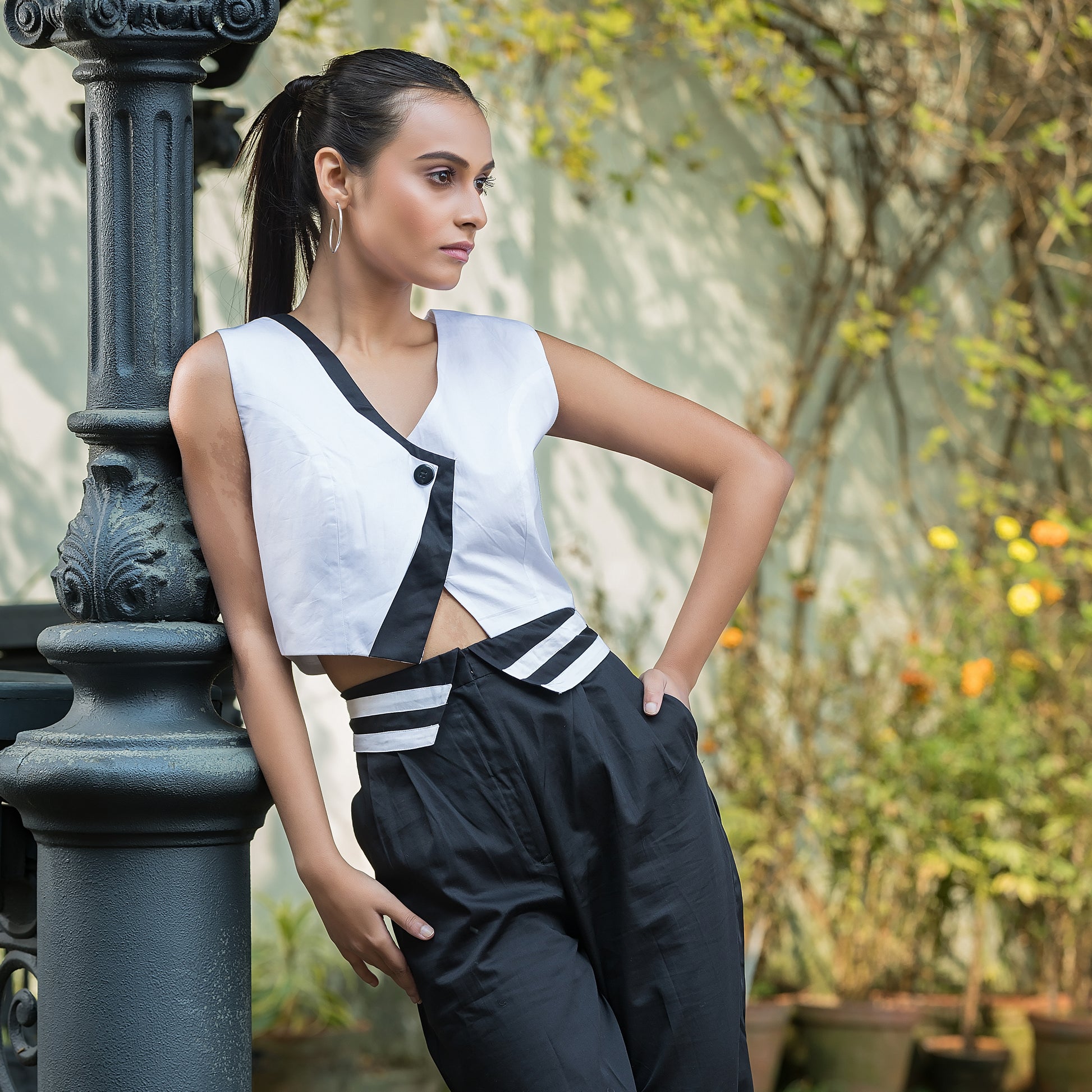 Black & White Waistcoat Top