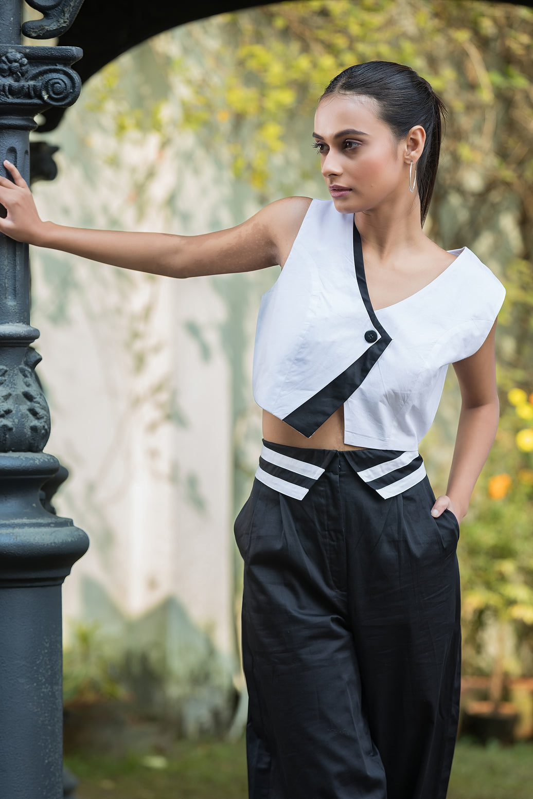 Black & White Waistcoat Top