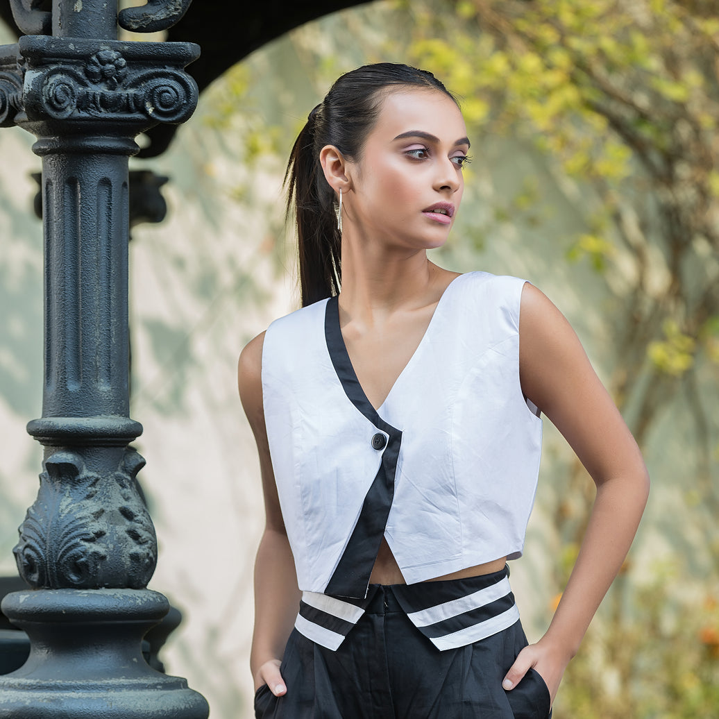 Black & White Waistcoat Top