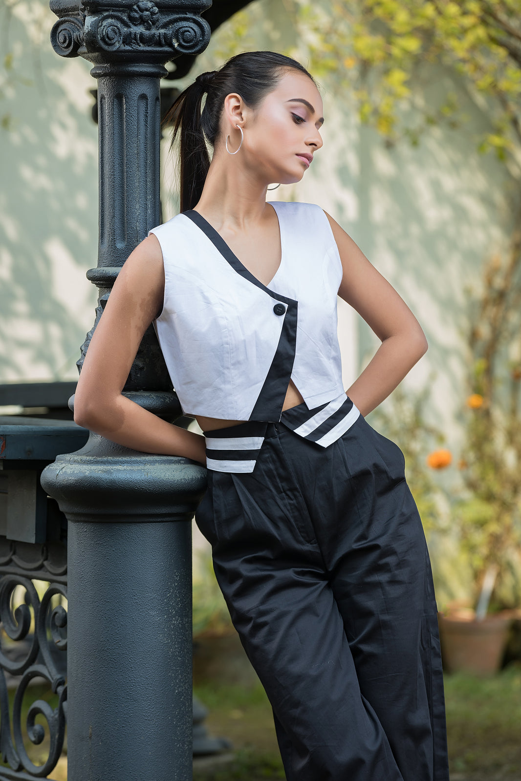 Black & White Waistcoat Top