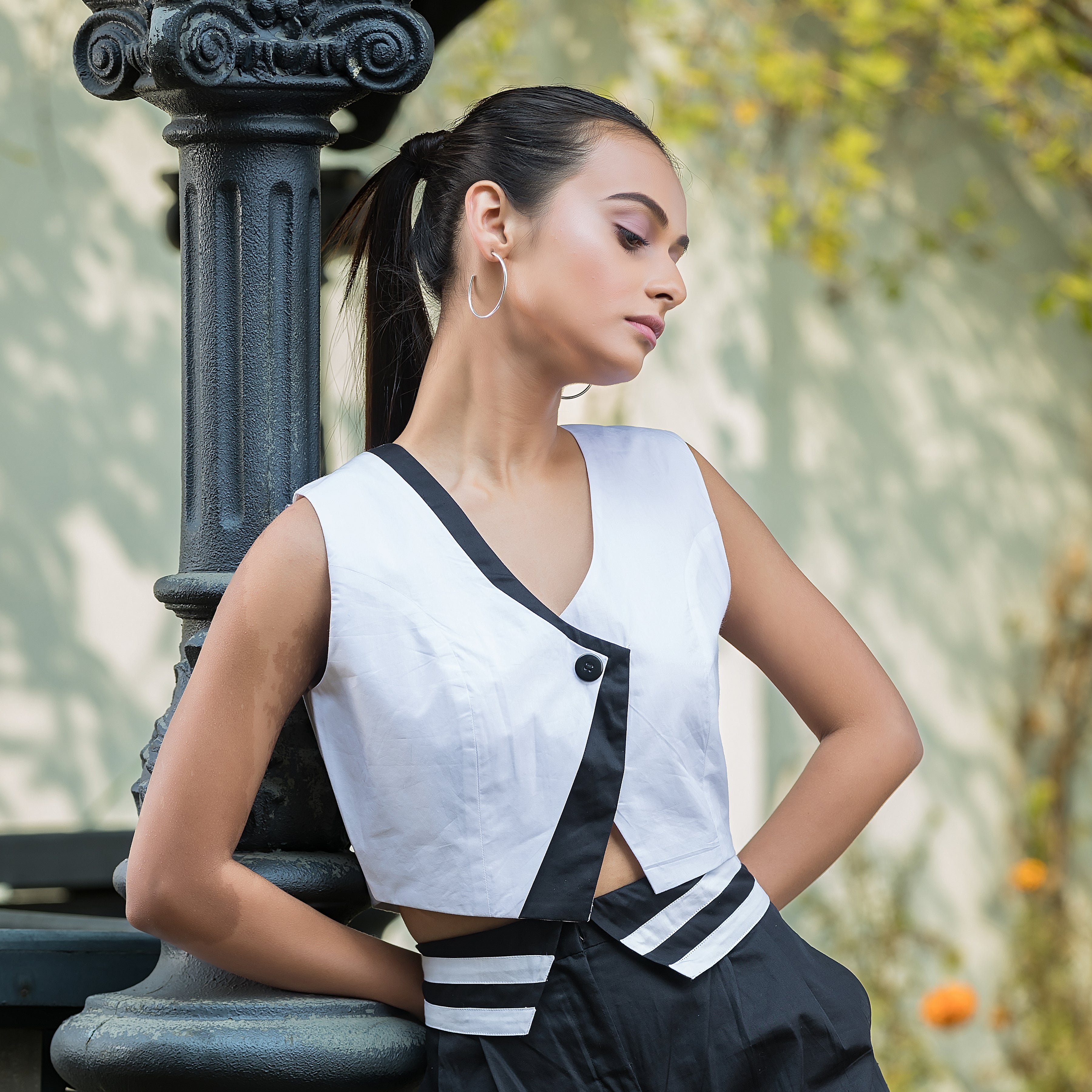 Black & White Waistcoat Top