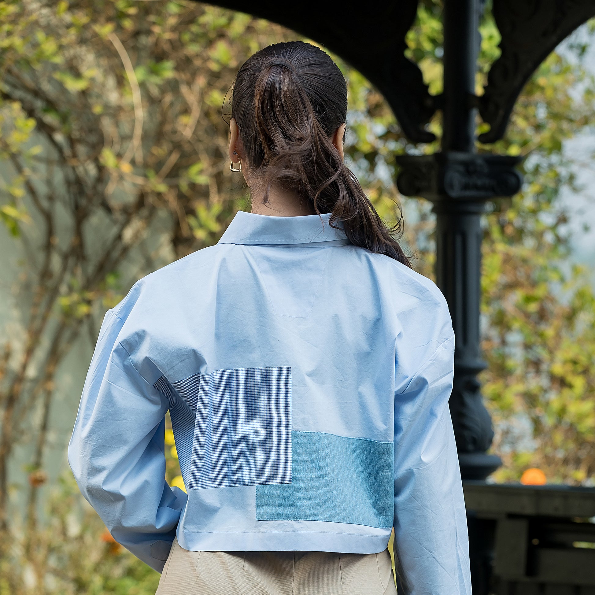 Blue Boxy Patch Shirt
