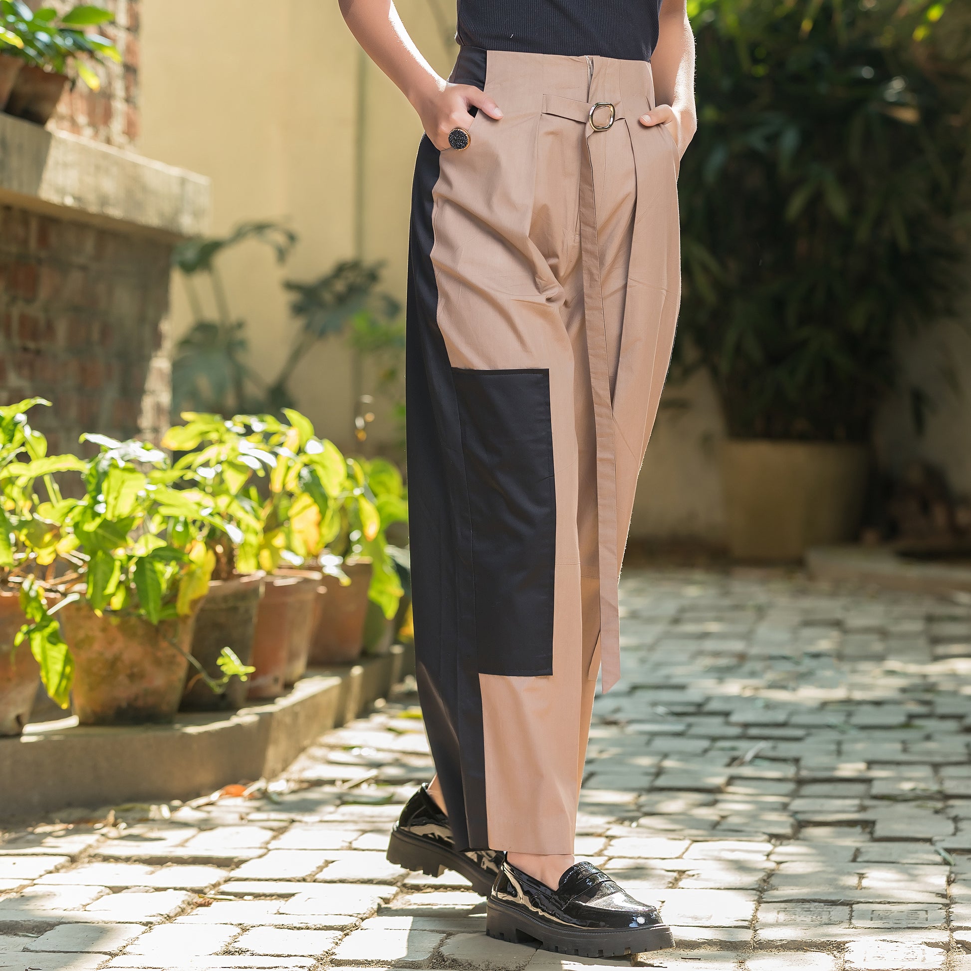 Two Tone Highwaisted Pants