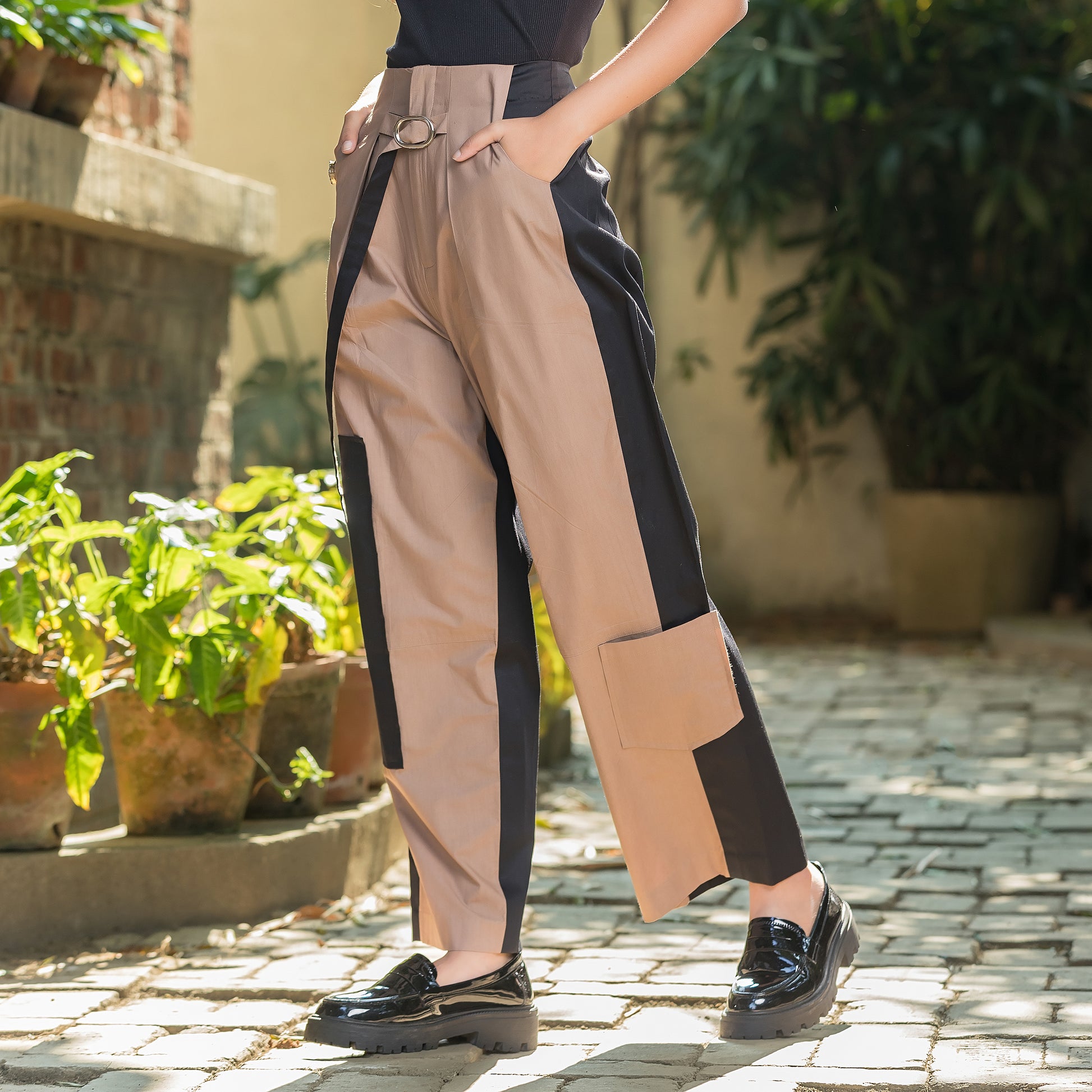 Two Tone Highwaisted Pants