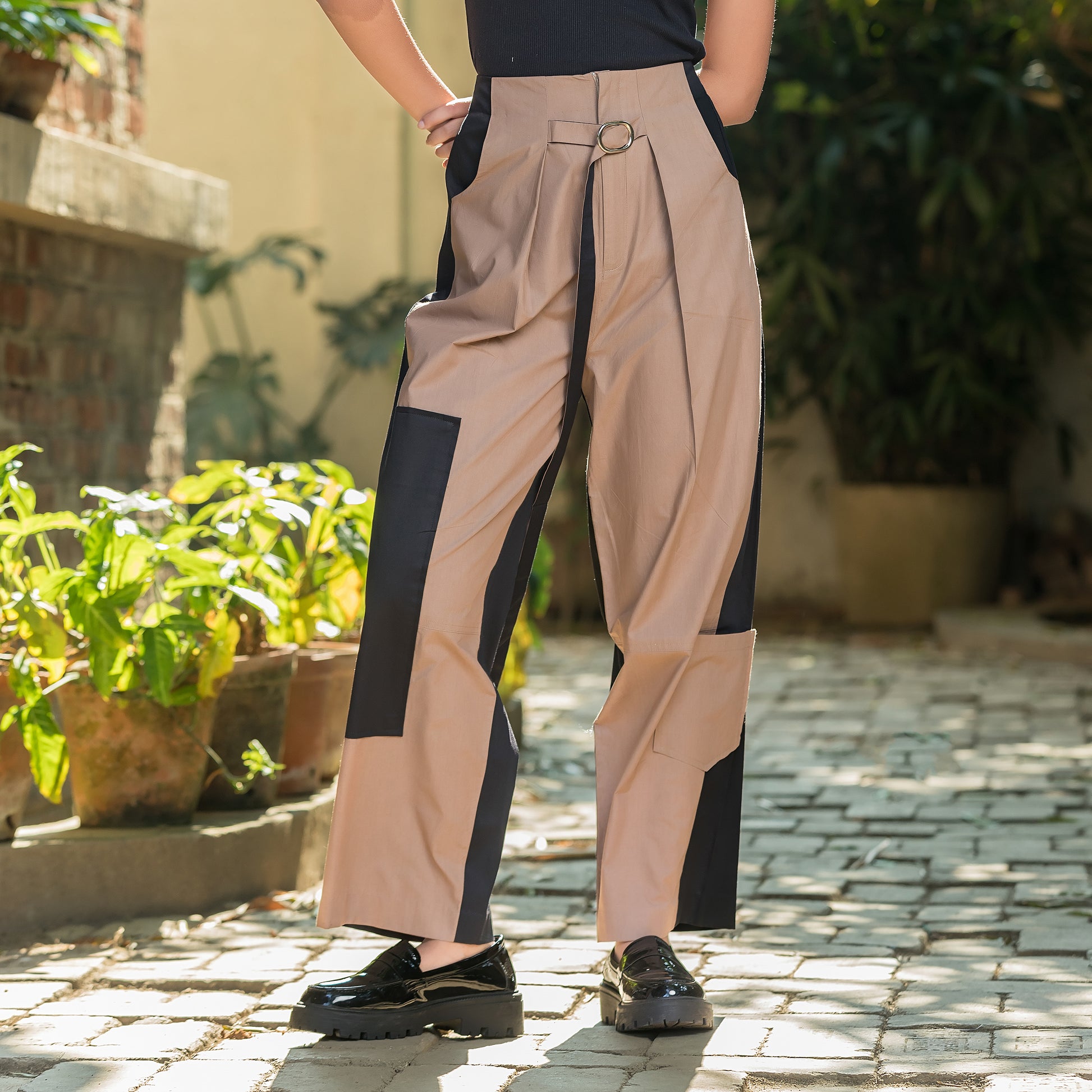 Two Tone Highwaisted Pants
