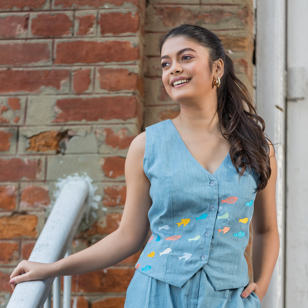 Denim Fishes Waistcoat