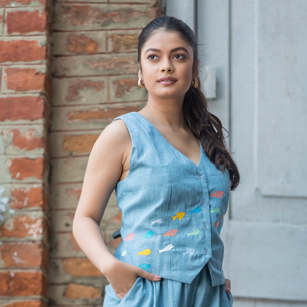 Denim Fishes Waistcoat