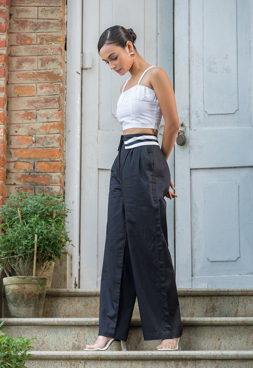 Black & White Collar Pants