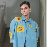 Sunflower Embroidered Denim Shirt
