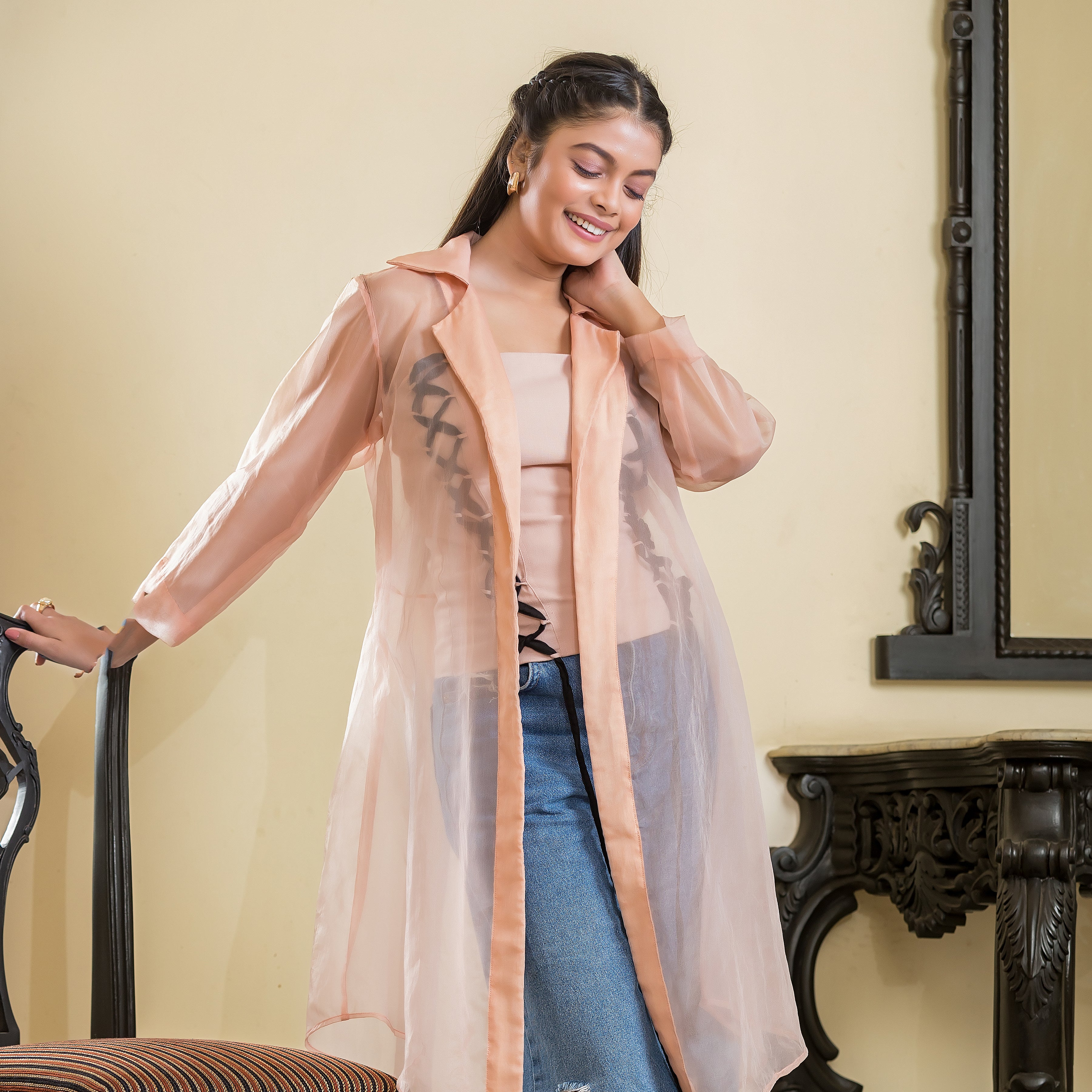 Peach Organza Jacket