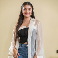 White Pleated Organza Jacket