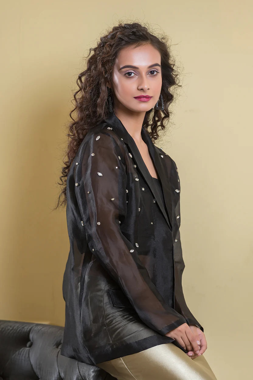 Black Organza Stud Jacket