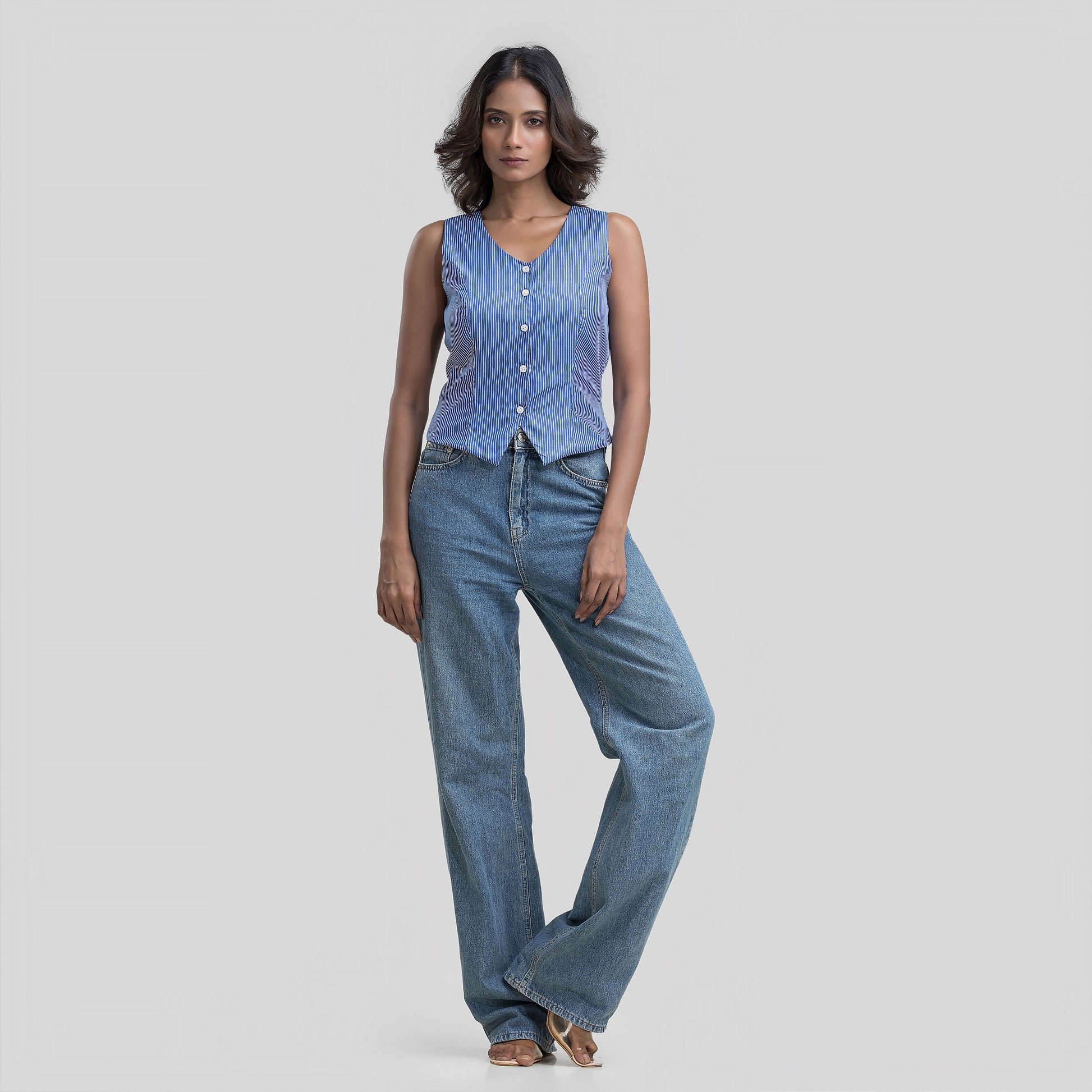 Blue Pinstripe Waistcoat