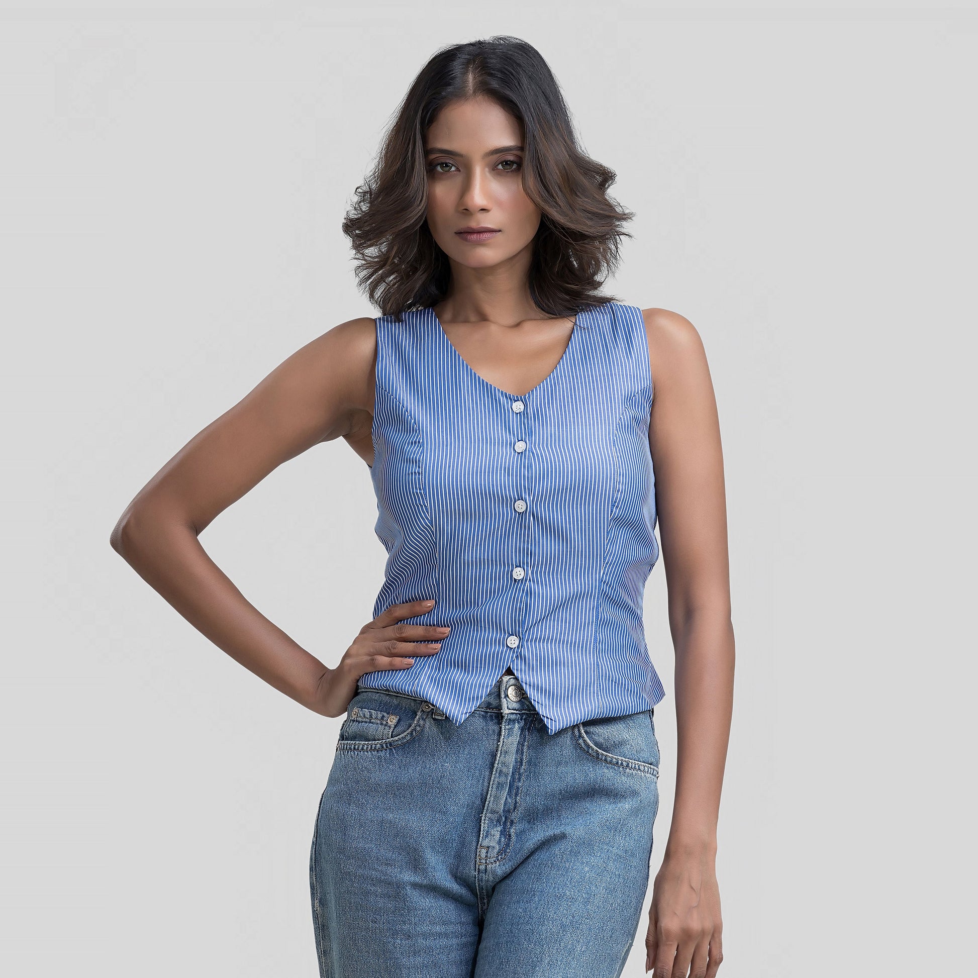 Blue Pinstripe Waistcoat