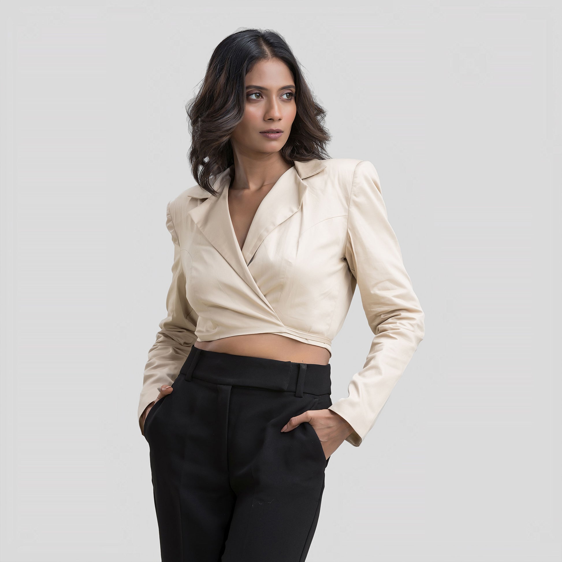 Creamy Blazer Top