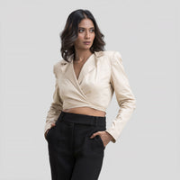 Creamy Blazer Top