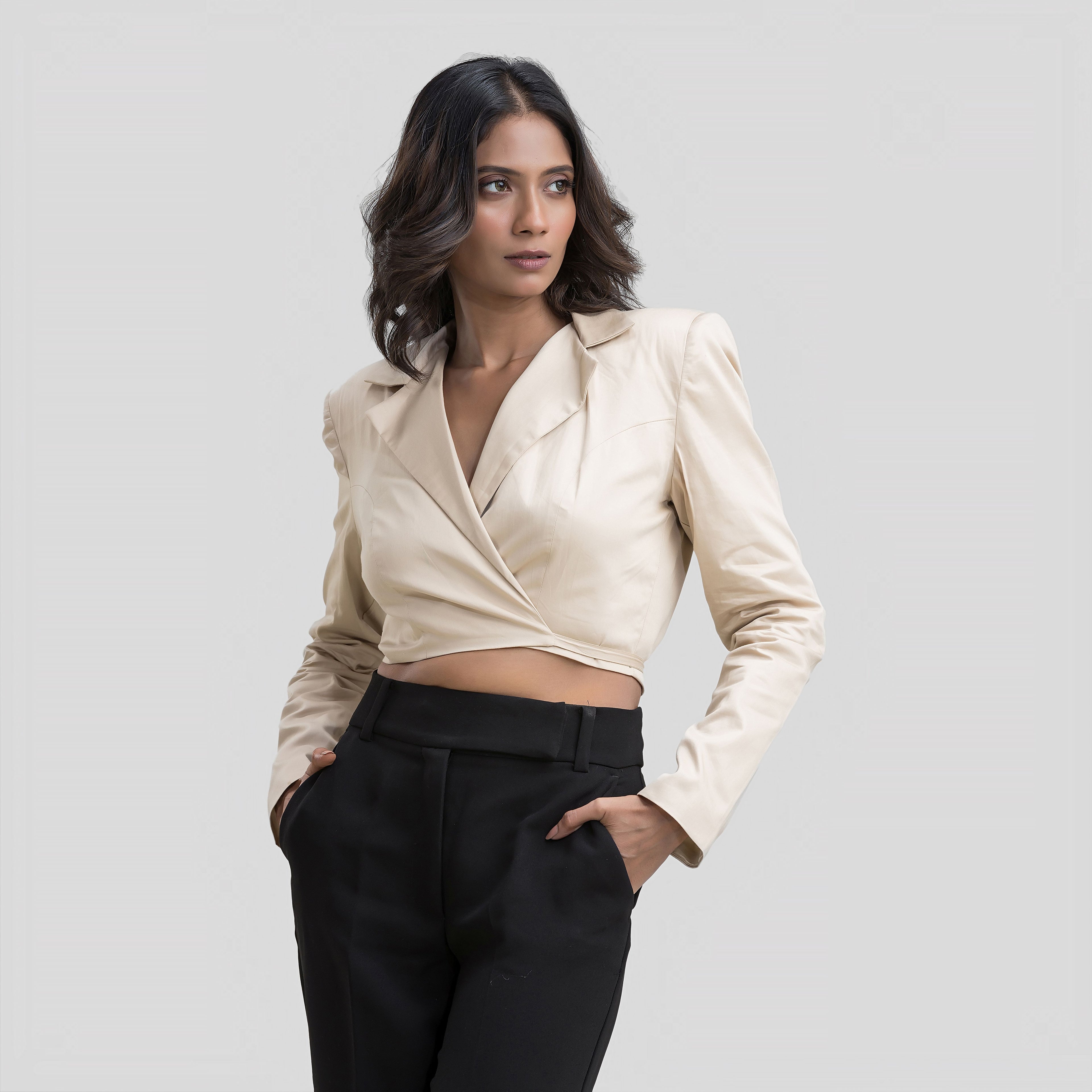 Creamy Blazer Top