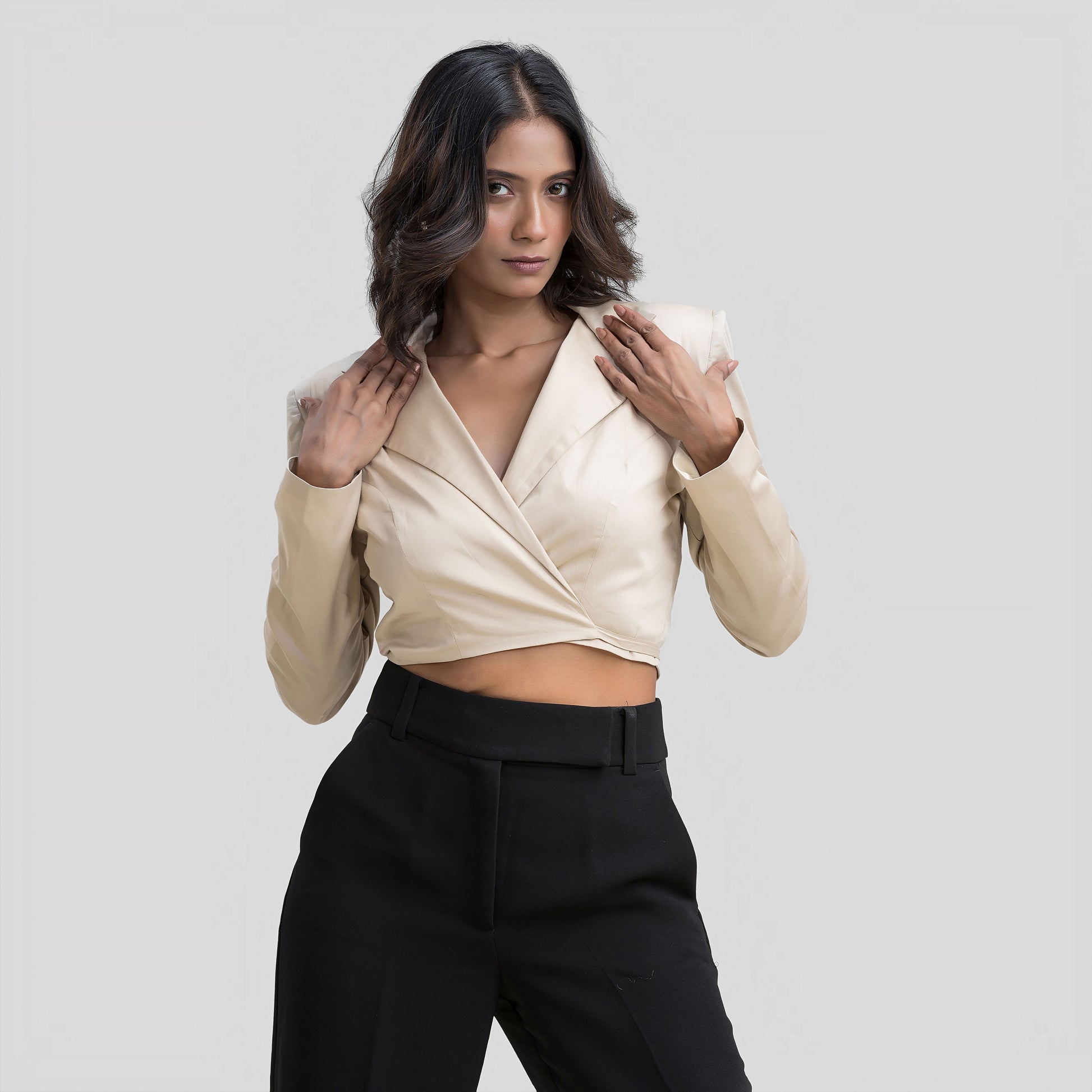 Creamy Blazer Top