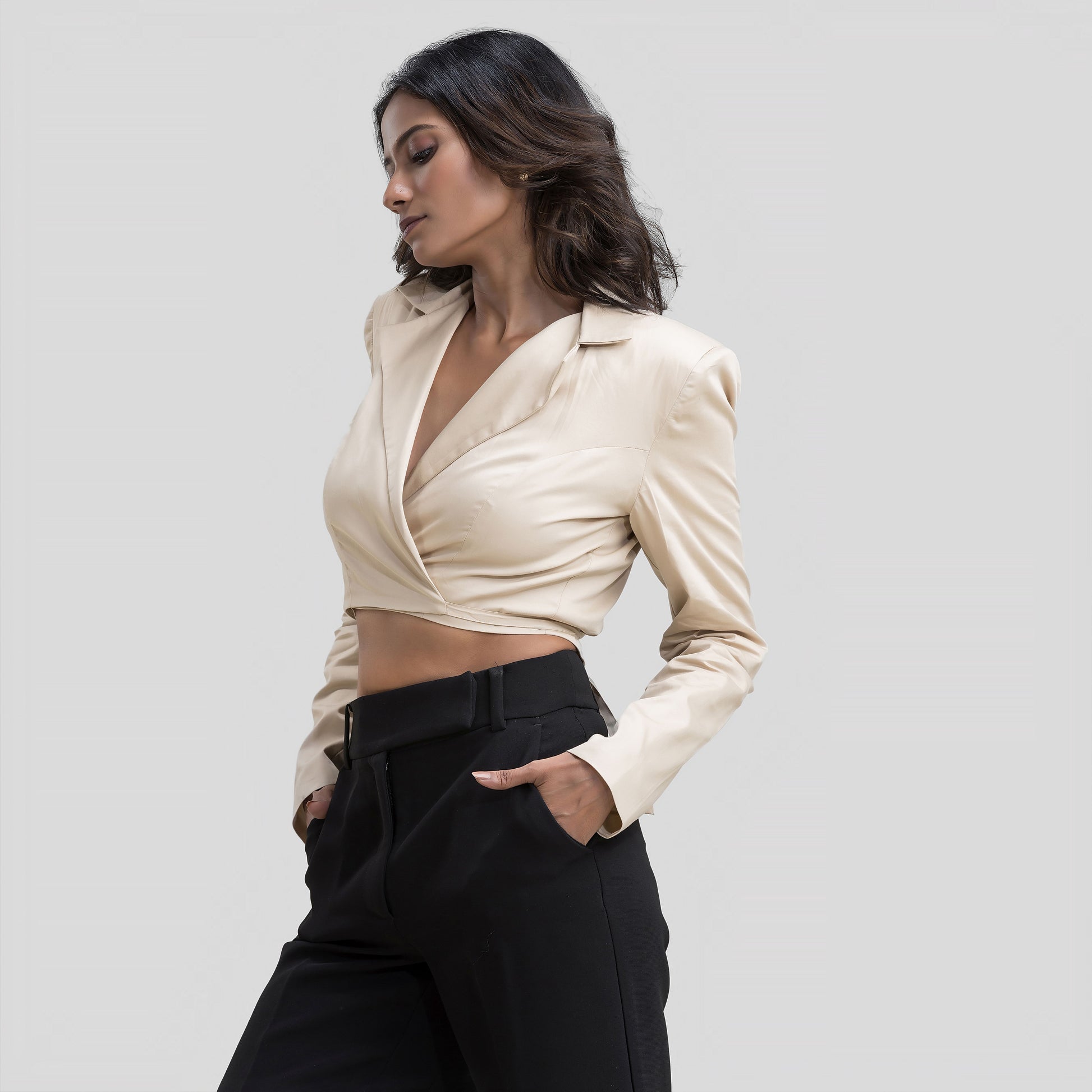 Creamy Blazer Top