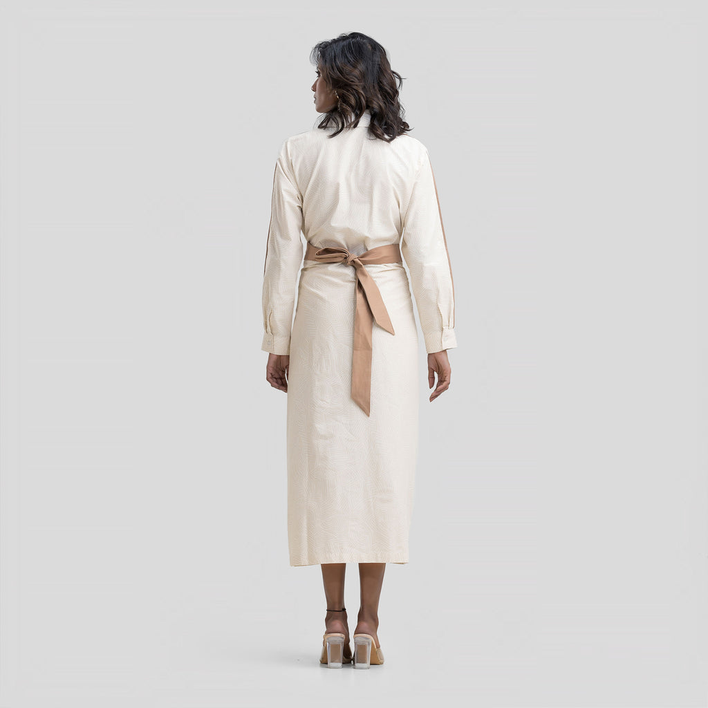 Beige and Brown Shirt Dress