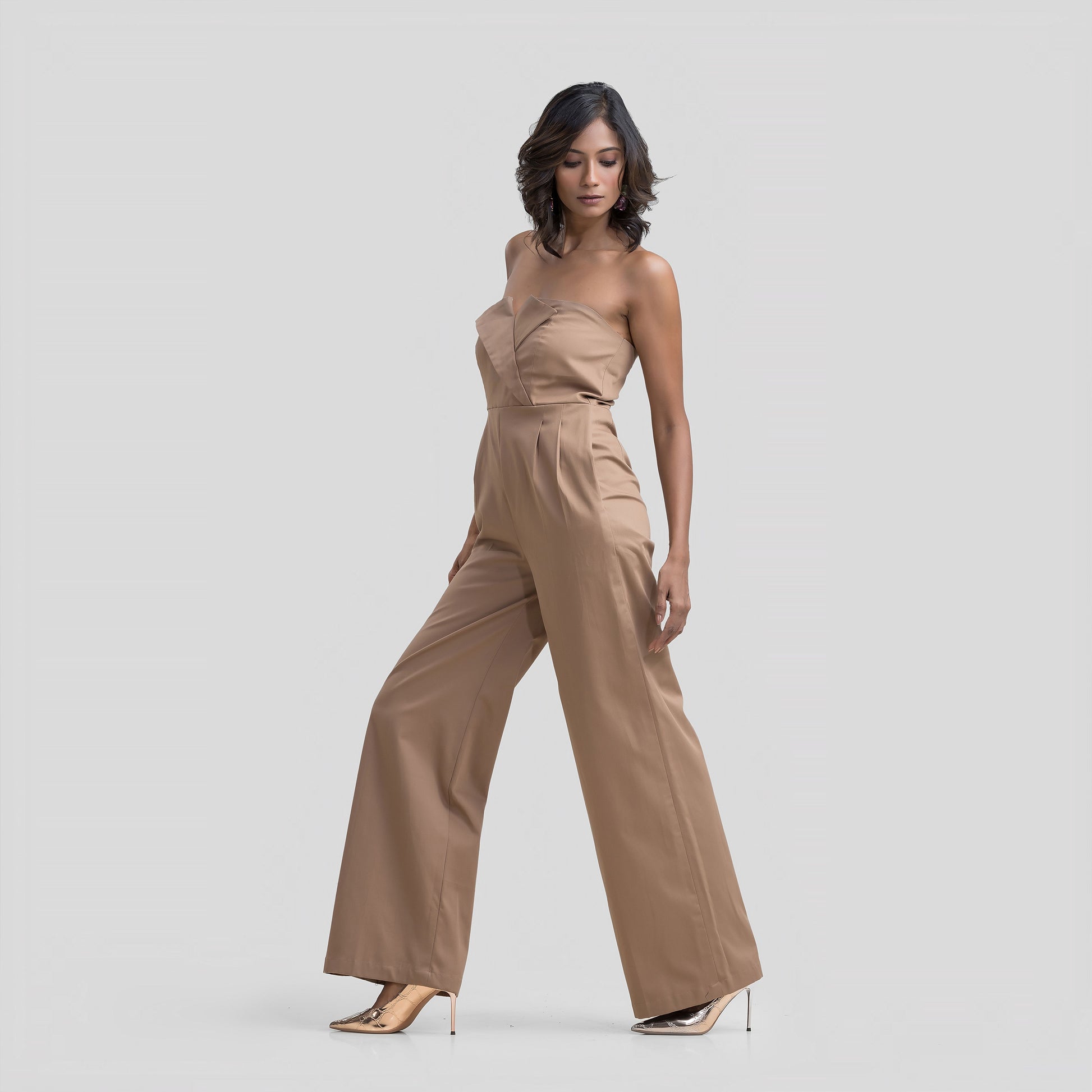 Structured Lapel Tube Jumpsuit