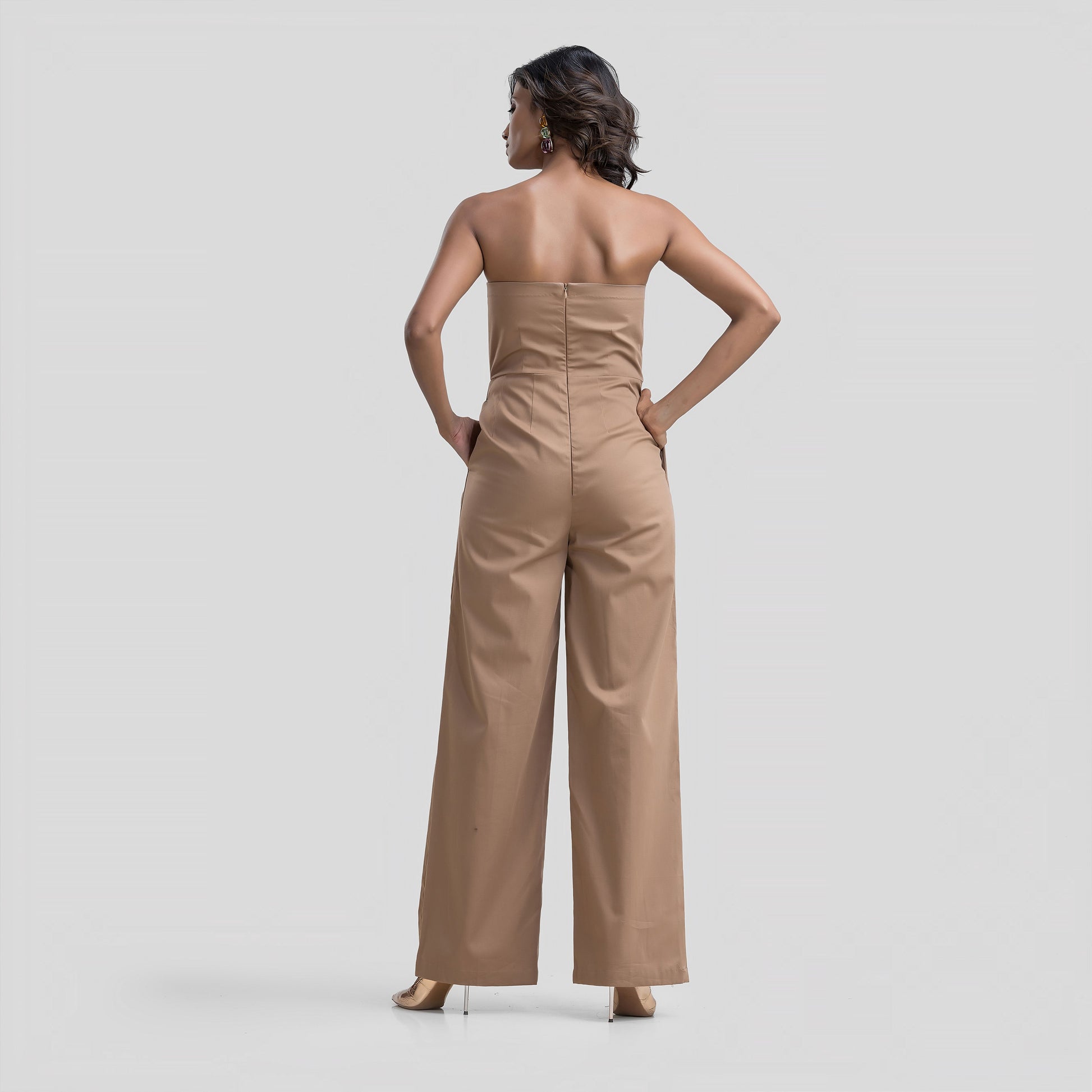 Structured Lapel Tube Jumpsuit