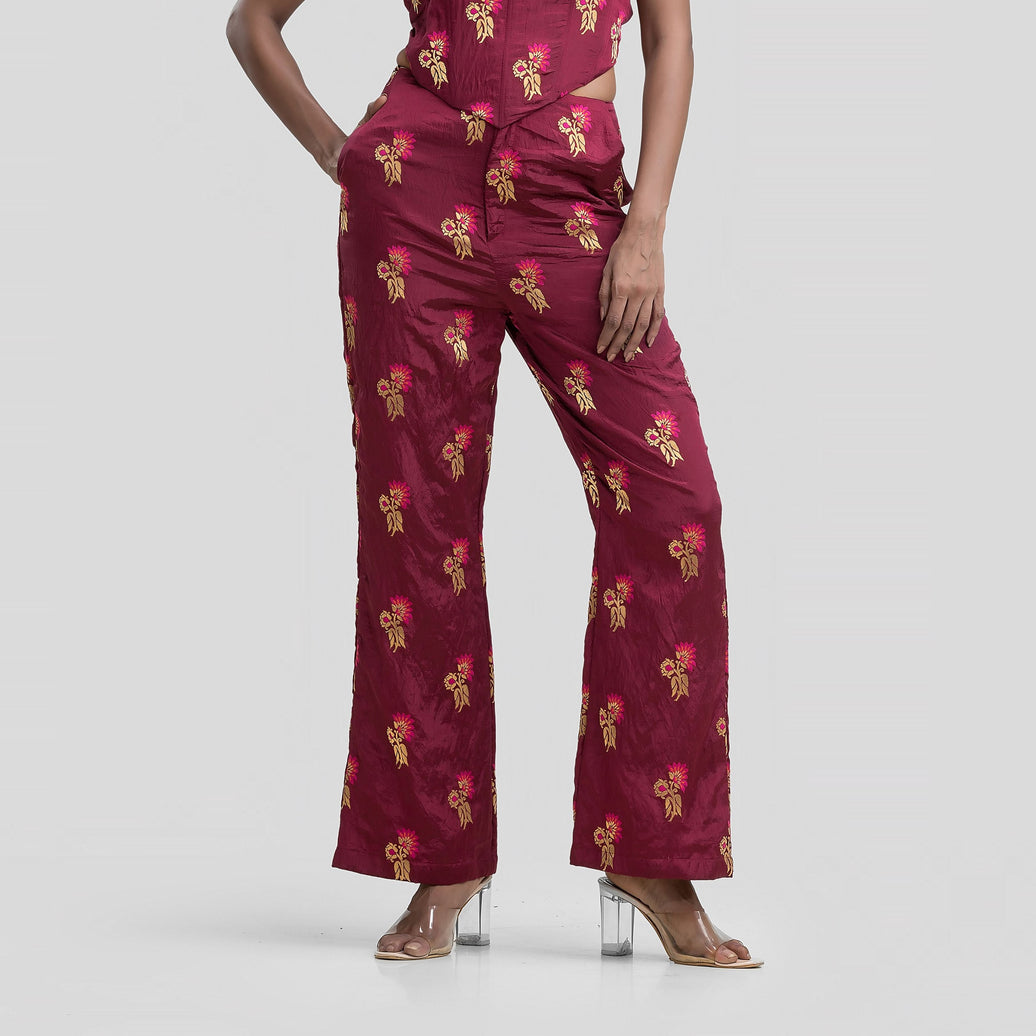 Raspberry Brocade Highwaisted Pants