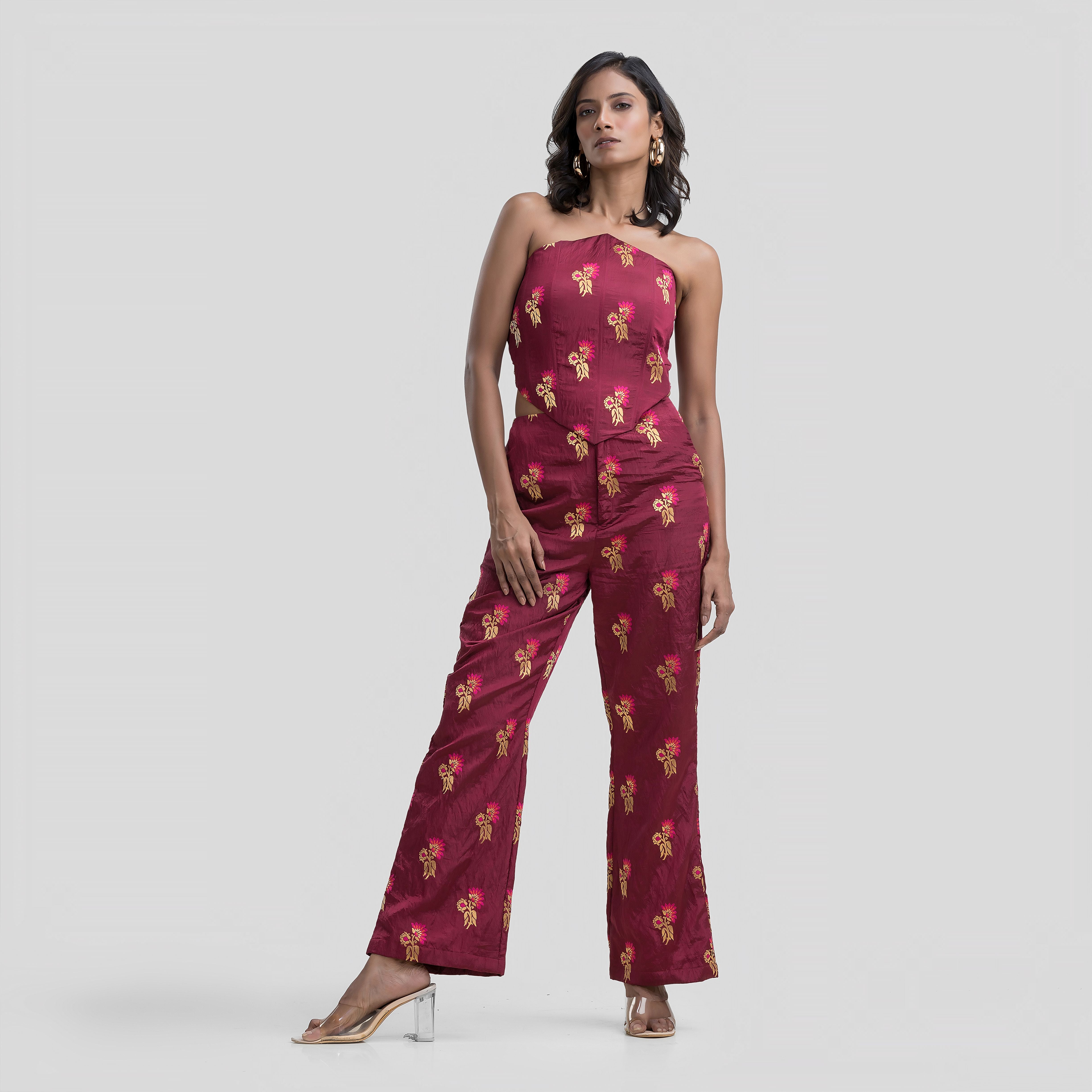 Raspberry Brocade Highwaisted Pants