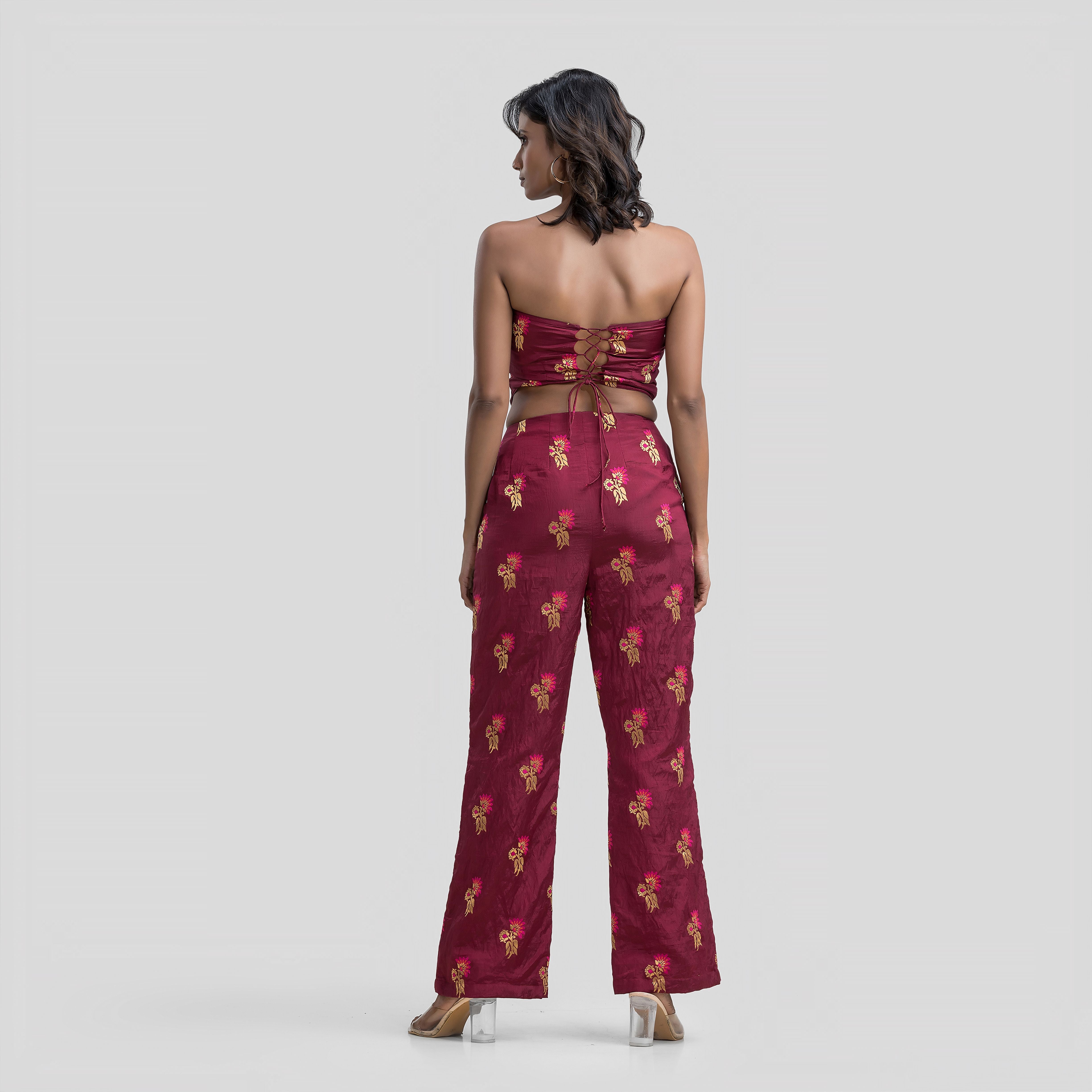 Raspberry Brocade Highwaisted Pants