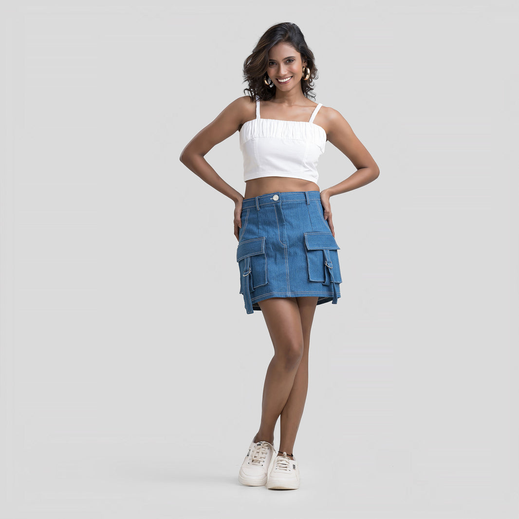 Denim Cargo Skirt