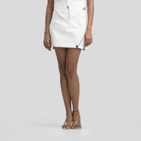 White Denim Zip Up Skirt