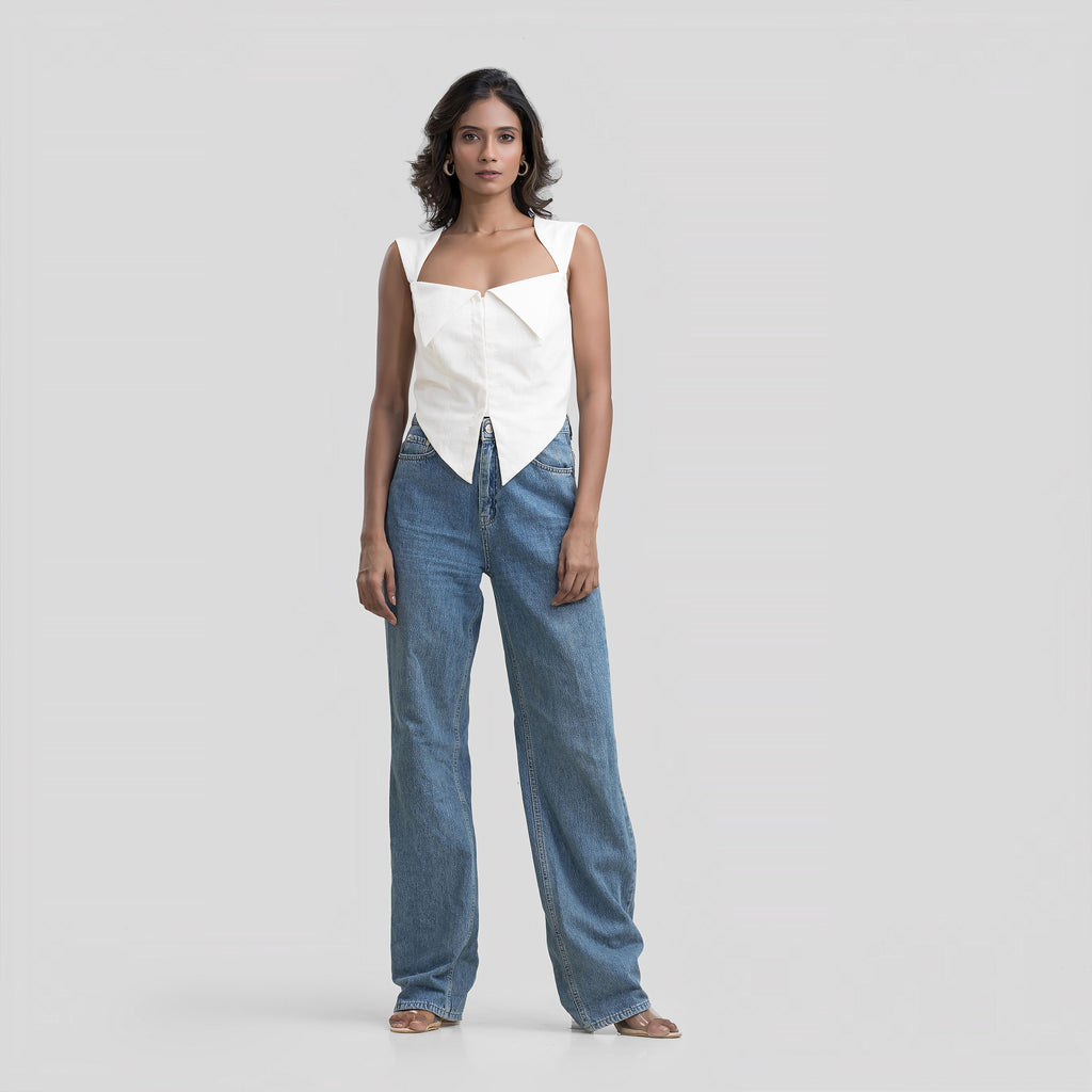 White Denim Top
