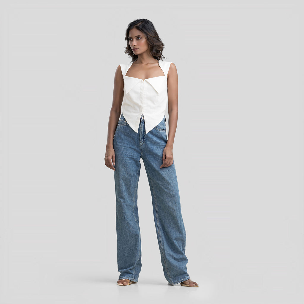 White Denim Top