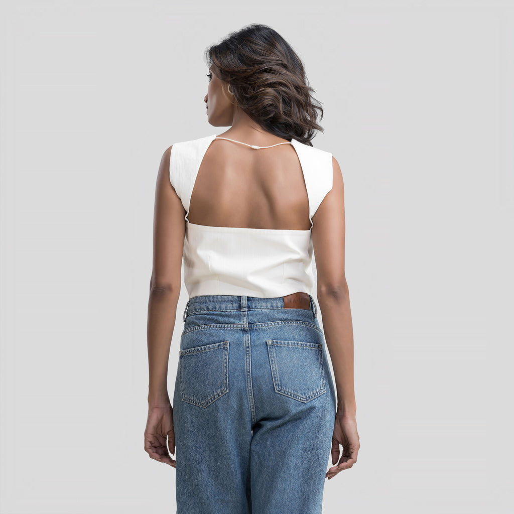 White Denim Top