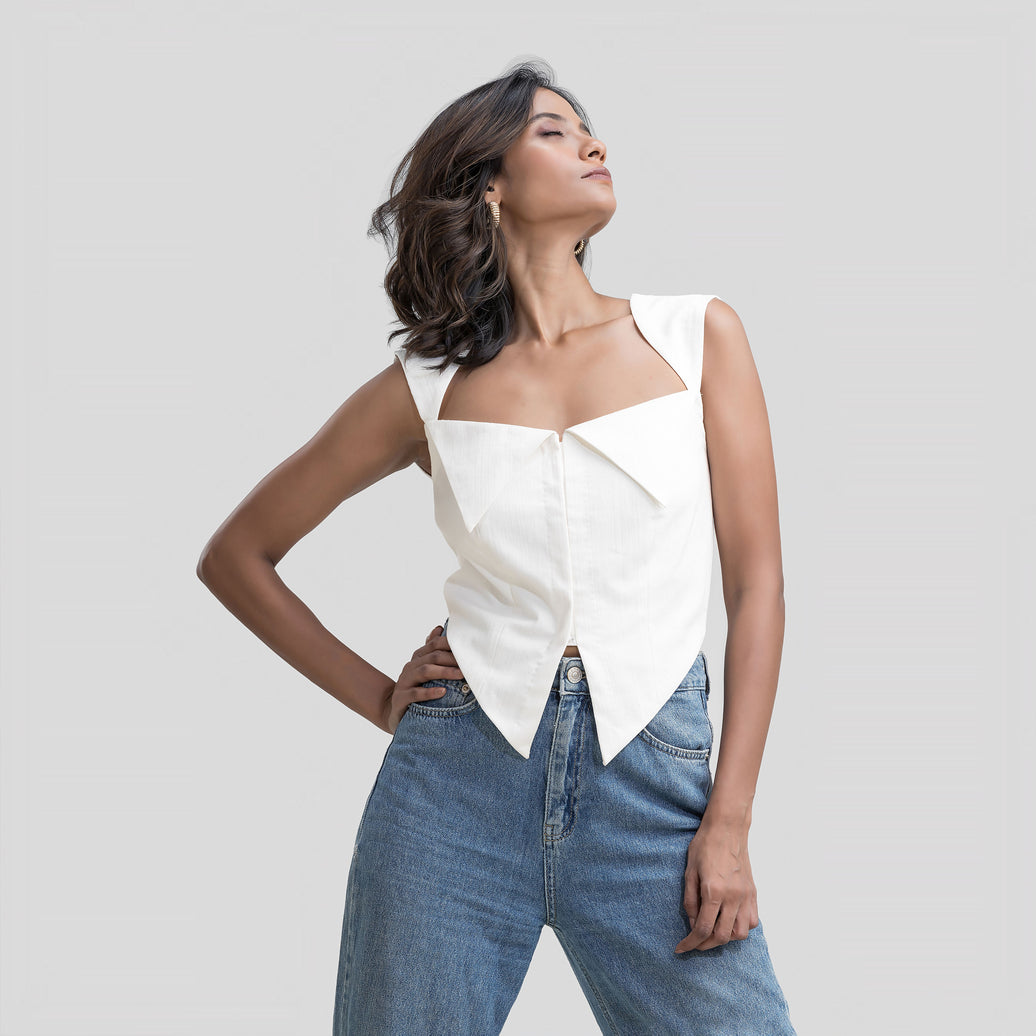 White Denim Top