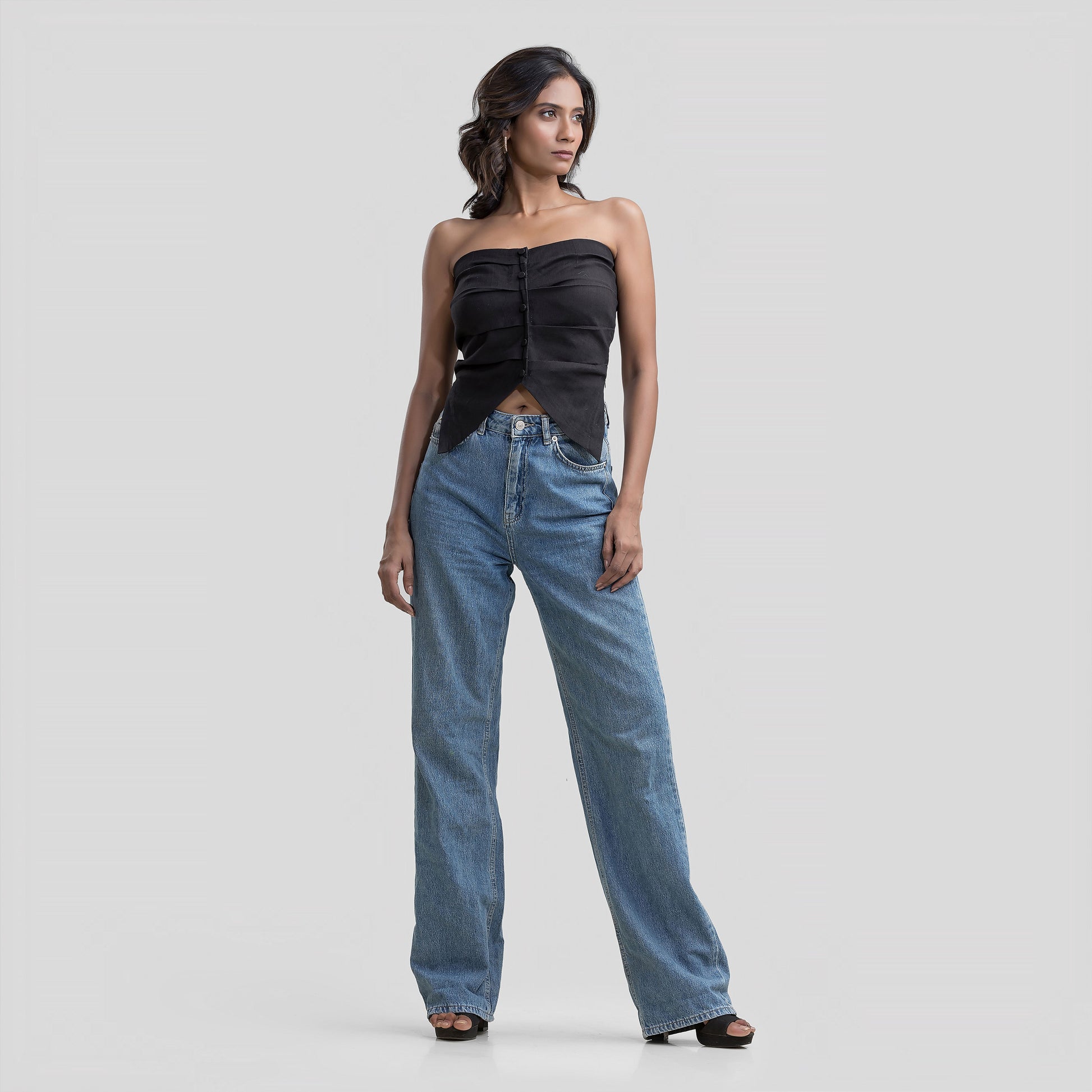 Black Pleated Tube Top