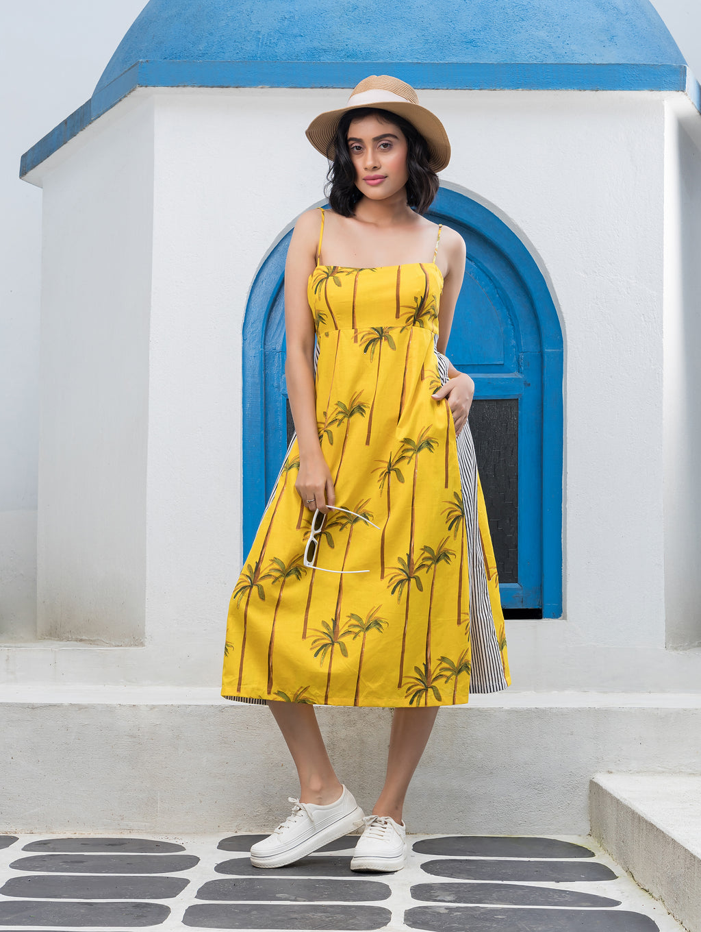Yellow Palm Tree Dress for Women