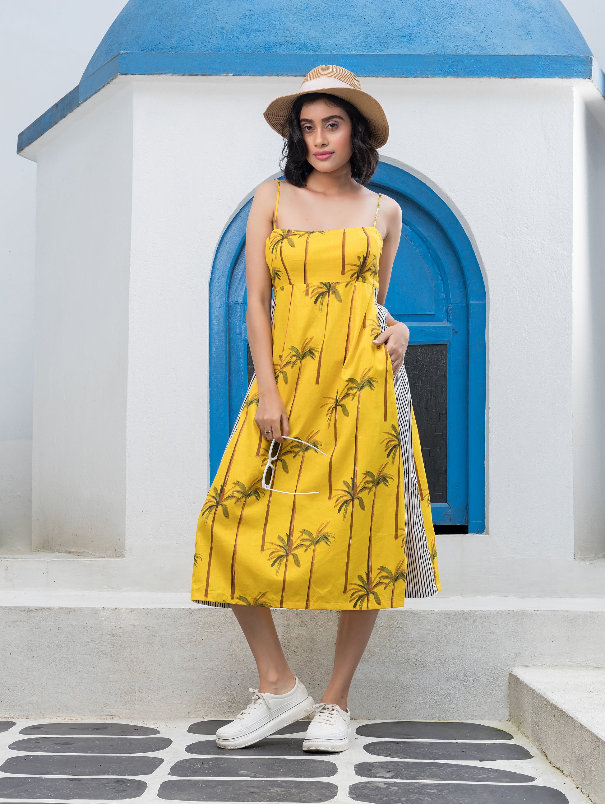 Yellow Palm Tree Dress for Women