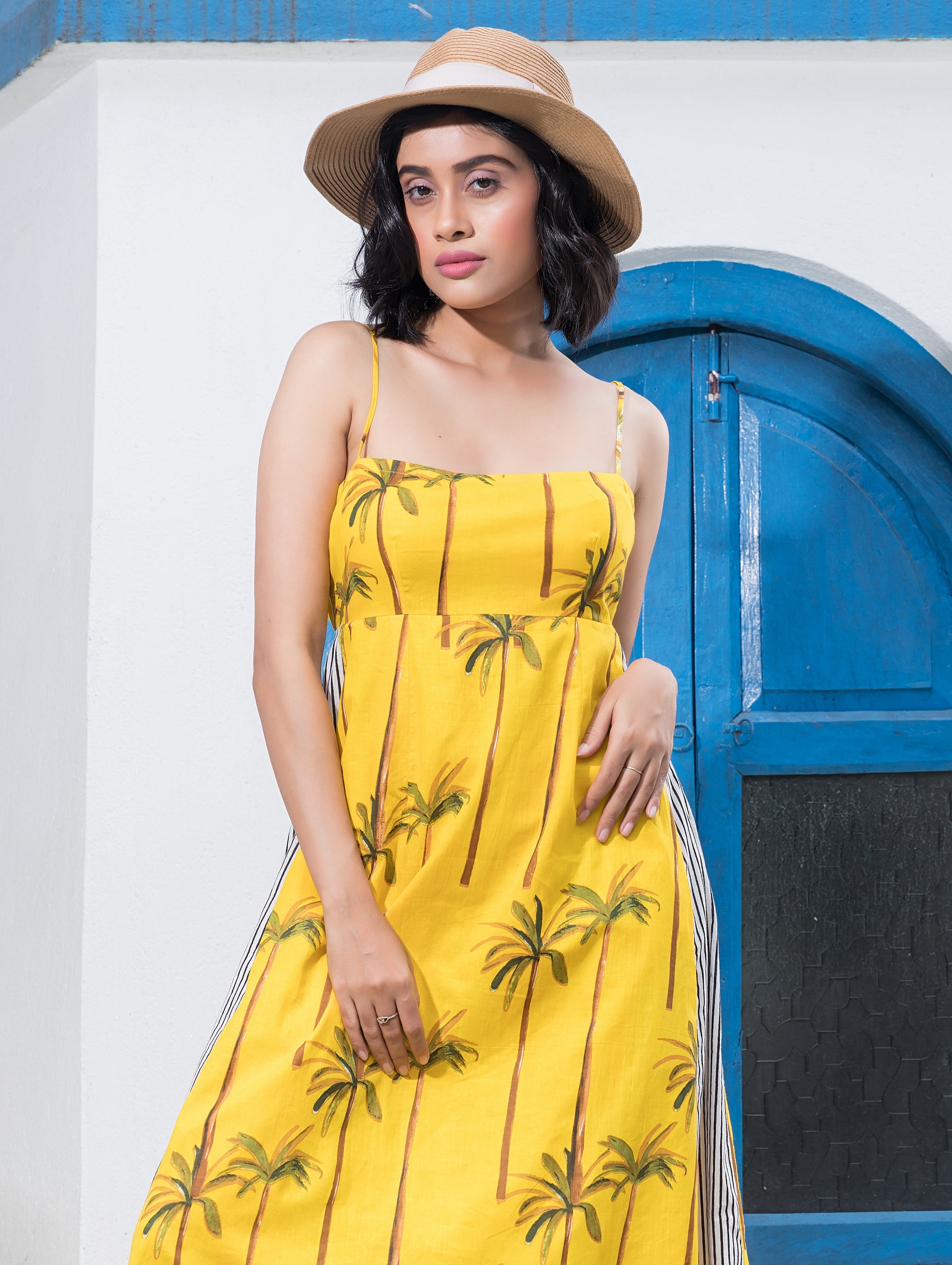 Yellow Palm Tree Dress for Women