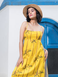 Yellow Palm Tree Dress for Women