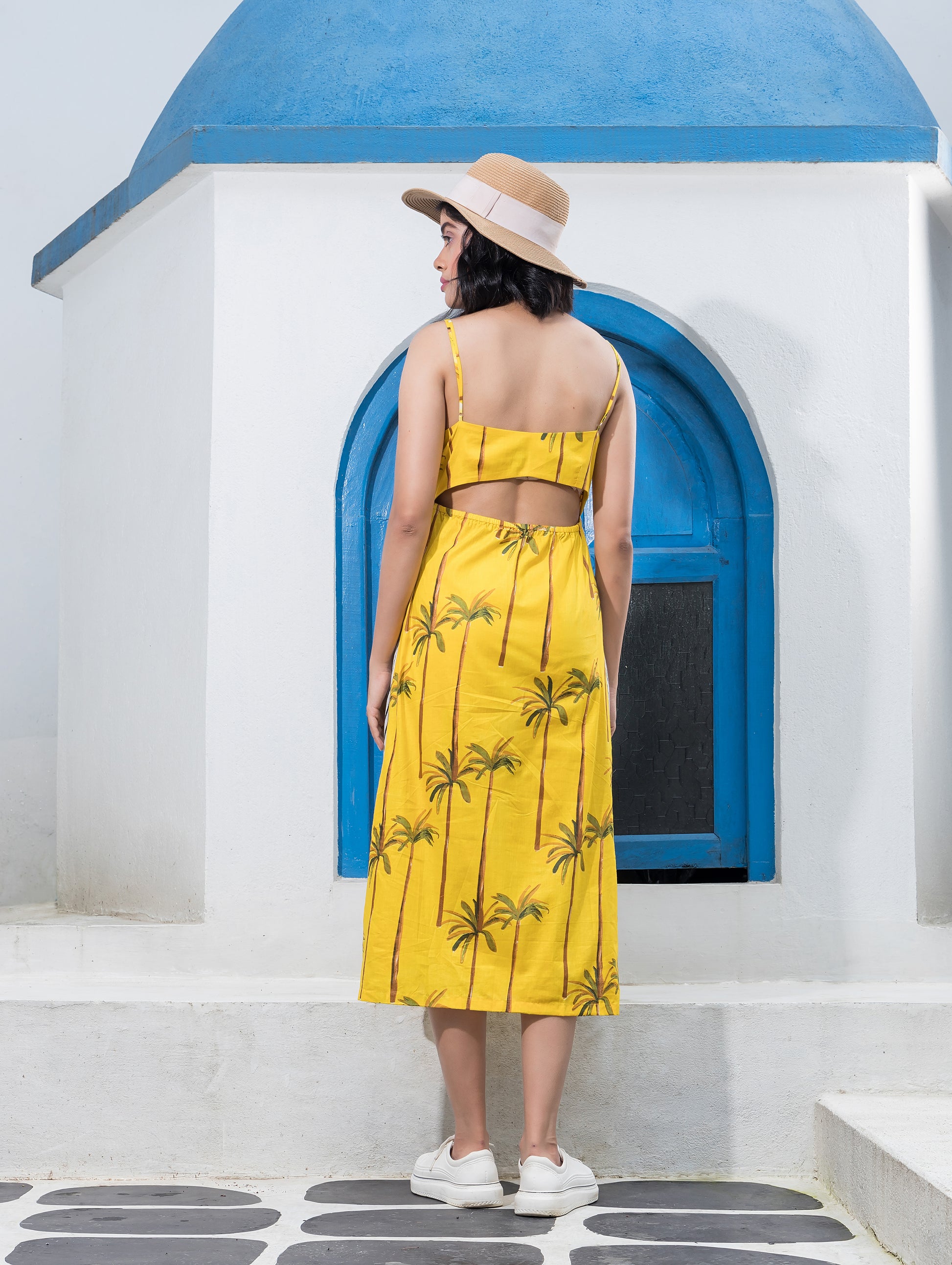 Yellow Palm Tree Dress for Women