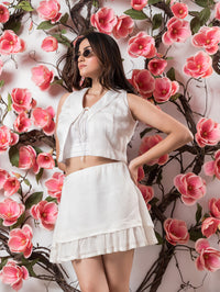 White Front Tie Waistcoat with Skirt