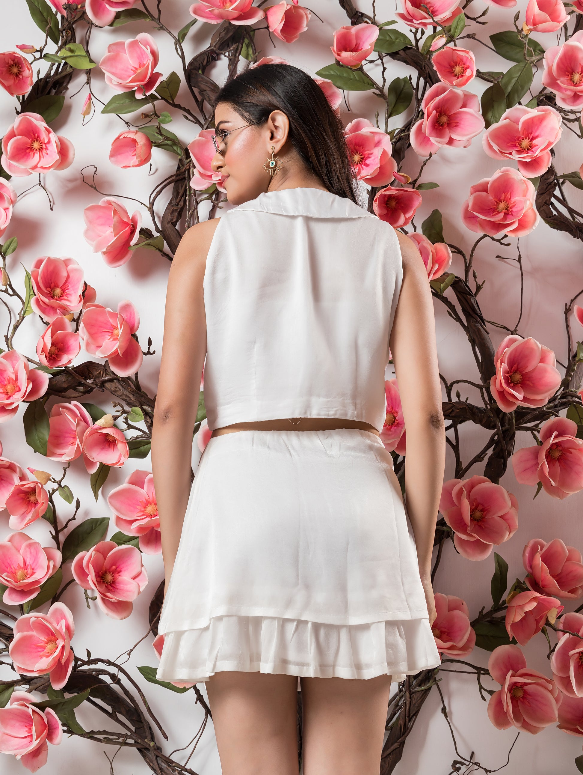 White Front Tie Waistcoat with Skirt
